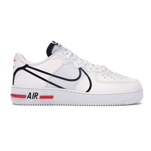 Air Force 1 React White Black Red